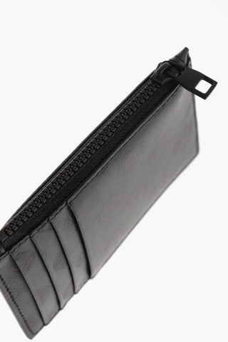 All-Over Skulls Leather Crad Holder with Zip