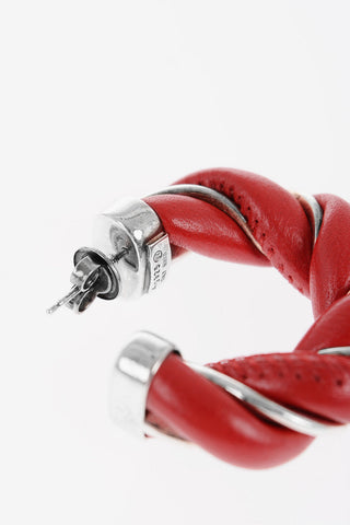 Nappa C Hoop Earrings with Silver Details