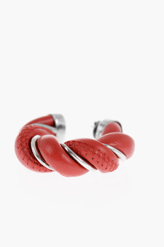 Nappa C Hoop Earrings with Silver Details