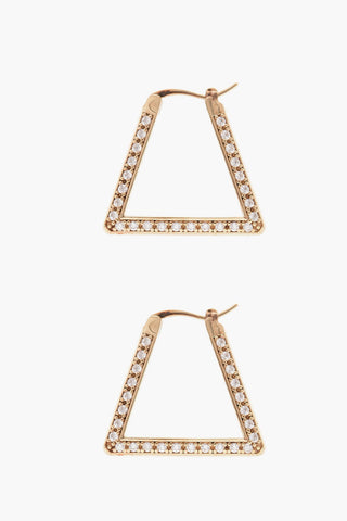 Silver Triangle Earrings with Crystals