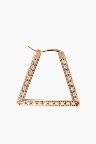 Silver Triangle Earrings with Crystals