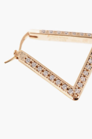 Silver Triangle Earrings with Crystals