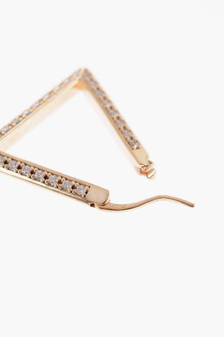 Silver Triangle Earrings with Crystals