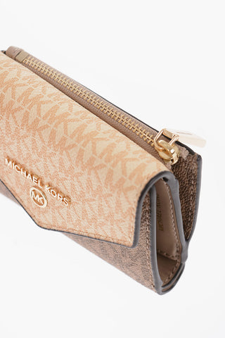 MICHAEL Two-Tone Faux Leather VANILLA Wallet with All-Over Monogram