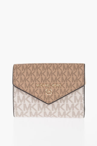 MICHAEL Two-Tone Faux Leather VANILLA Wallet with All-Over Monogram