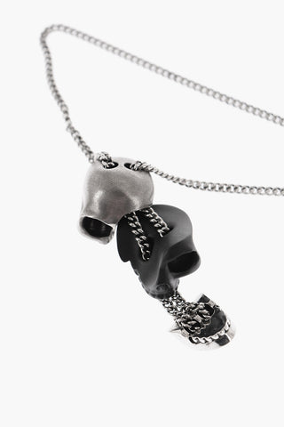 Collana in Ottone con Pendente a Forma di Teschio Componibile