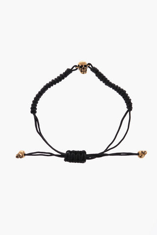 Cord Bracelet with Adjustable Closure and Golden Skull Charm