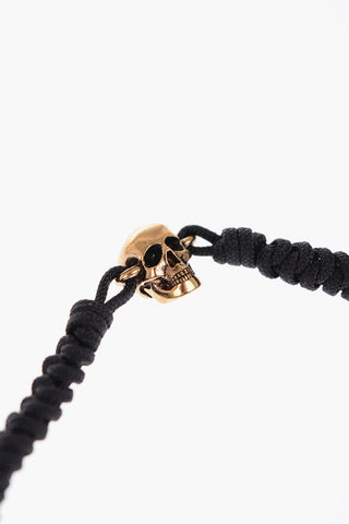 Cord Bracelet with Adjustable Closure and Golden Skull Charm