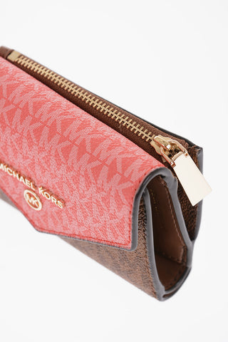 MICHAEL Two-Tone Faux Leather DAHLIA Wallet with All-Over Monogram