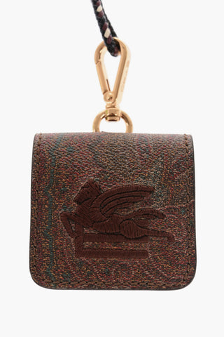 Paisley-Motif Faux Leather Neck Airpods Case