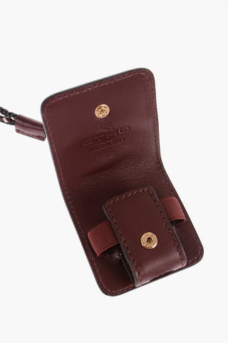 Paisley-Motif Faux Leather Neck Airpods Case