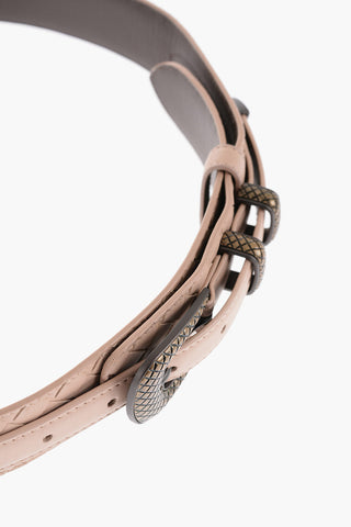 Braided Leather Belt Wth Metal Buckle 40mm