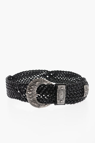 Braided Leather Maxi Belt with Engraved 60mm