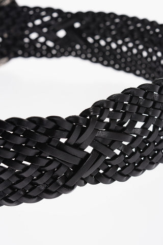 Braided Leather Maxi Belt with Engraved 60mm