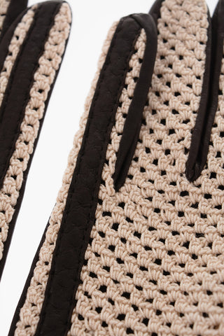 Braided Fabric Glovers with Leather Trims