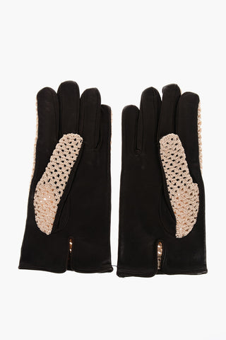 Braided Fabric Glovers with Leather Trims