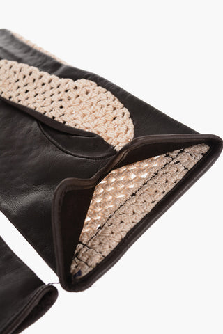 Braided Fabric Glovers with Leather Trims