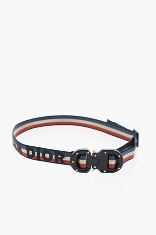 Striped Belt with Embroidered Logo 25mm