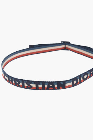 Striped Belt with Embroidered Logo 25mm