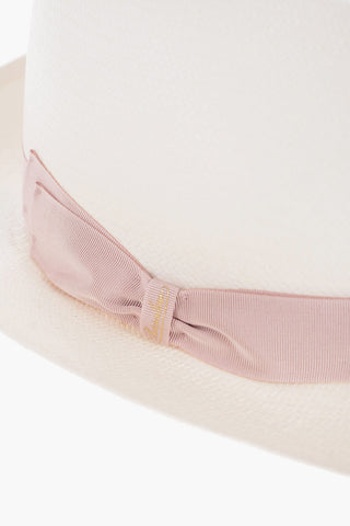 Solid Color Panama Hat with Contrasting Ribbon