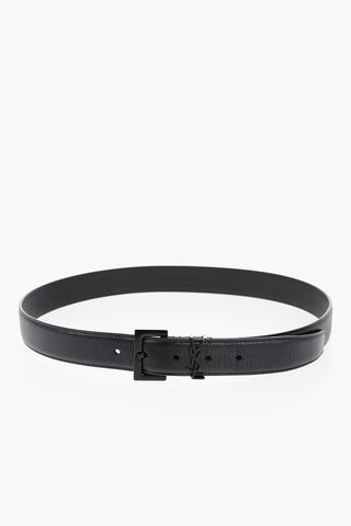 Solid Color leather Belt with Logoed Detail 30mm