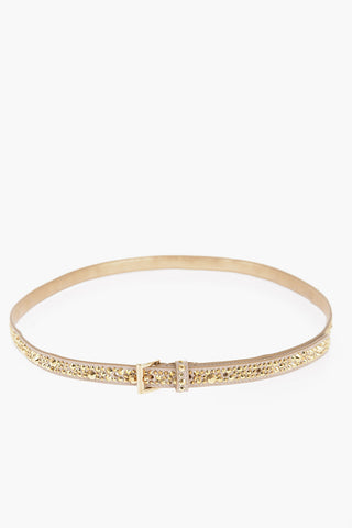 Slim Suede Belt Embellished with All Over Rhinestones 20mm
