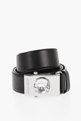 Leather Belt with Jewel Detail 35mm