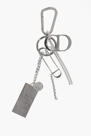 Brass Keychian with All-Over Monogram on the Plaque