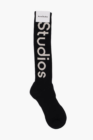 Ribbed Long Socks with Contrasting Logo