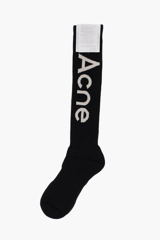 Ribbed Long Socks with Contrasting Logo