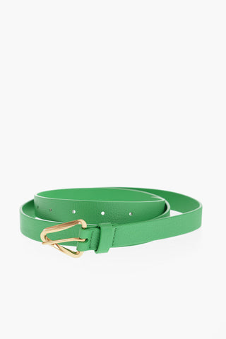 Leather Belt with Golden Triangle Shaped Buckle 25mm