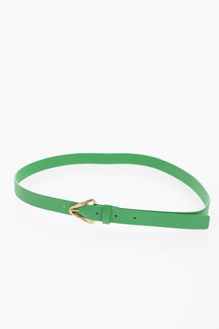 Leather Belt with Golden Triangle Shaped Buckle 25mm