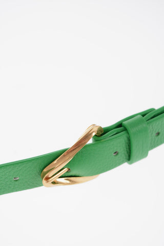 Leather Belt with Golden Triangle Shaped Buckle 25mm
