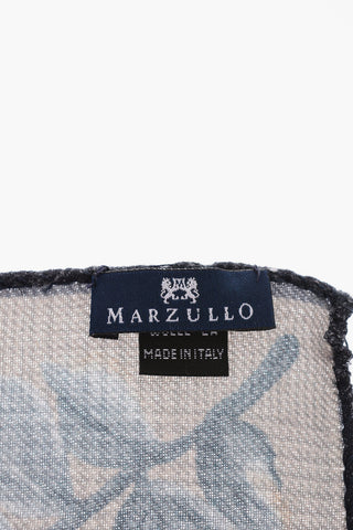 Floral-Printed Wool Handkerchief