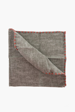 Silk and Cotton Pocket Square with Contrasting Edge