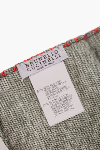 Silk and Cotton Pocket Square with Contrasting Edge