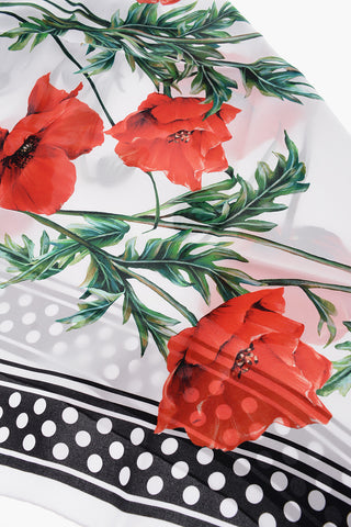 Foulard in Seta a Stampa Papaveri e a Pois