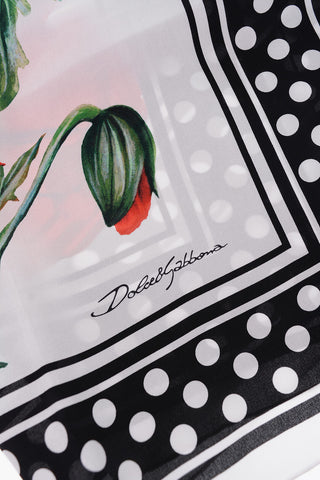 Foulard in Seta a Stampa Papaveri e a Pois