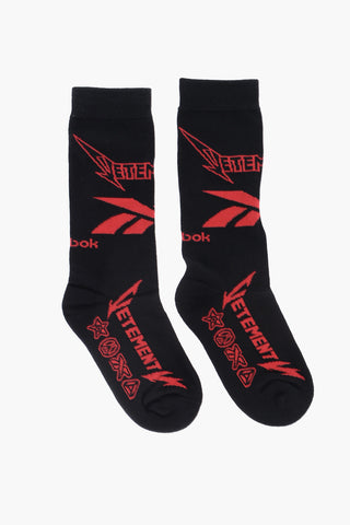 Contrast Embroidered METAL Long Socks