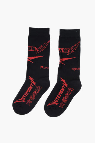 Contrast Embroidered METAL Long Socks