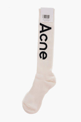 Ribbed Long Socks With Contrast Logo