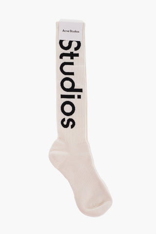 Ribbed Long Socks With Contrast Logo