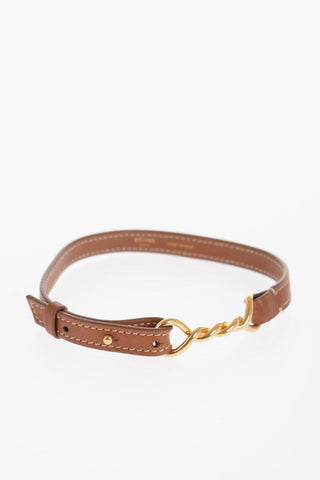 Leather Necklace with Golden Detail