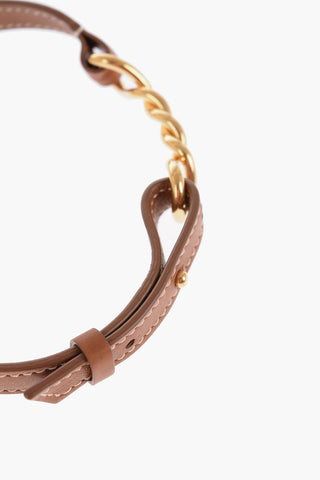 Leather Necklace with Golden Detail