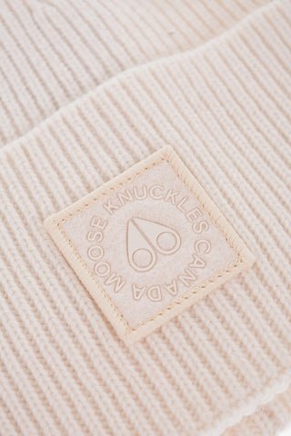 Beanie in Lana Merino a Costine con Patch Logo