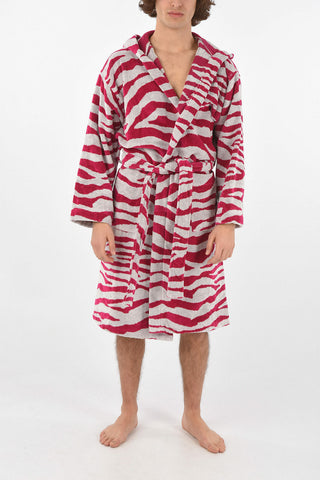 HOME zebra printed sponge bathrobe with hood