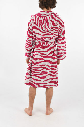 HOME zebra printed sponge bathrobe with hood