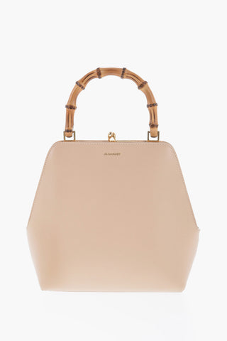Leather Mini Handbag With Bamboo Handle