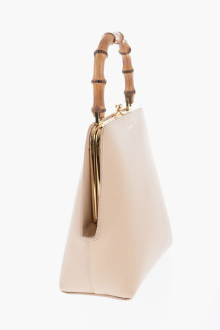 Leather Mini Handbag With Bamboo Handle