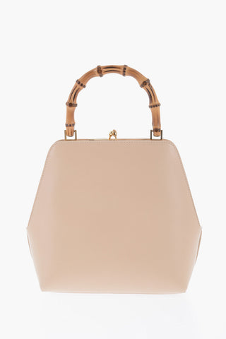 Leather Mini Handbag With Bamboo Handle
